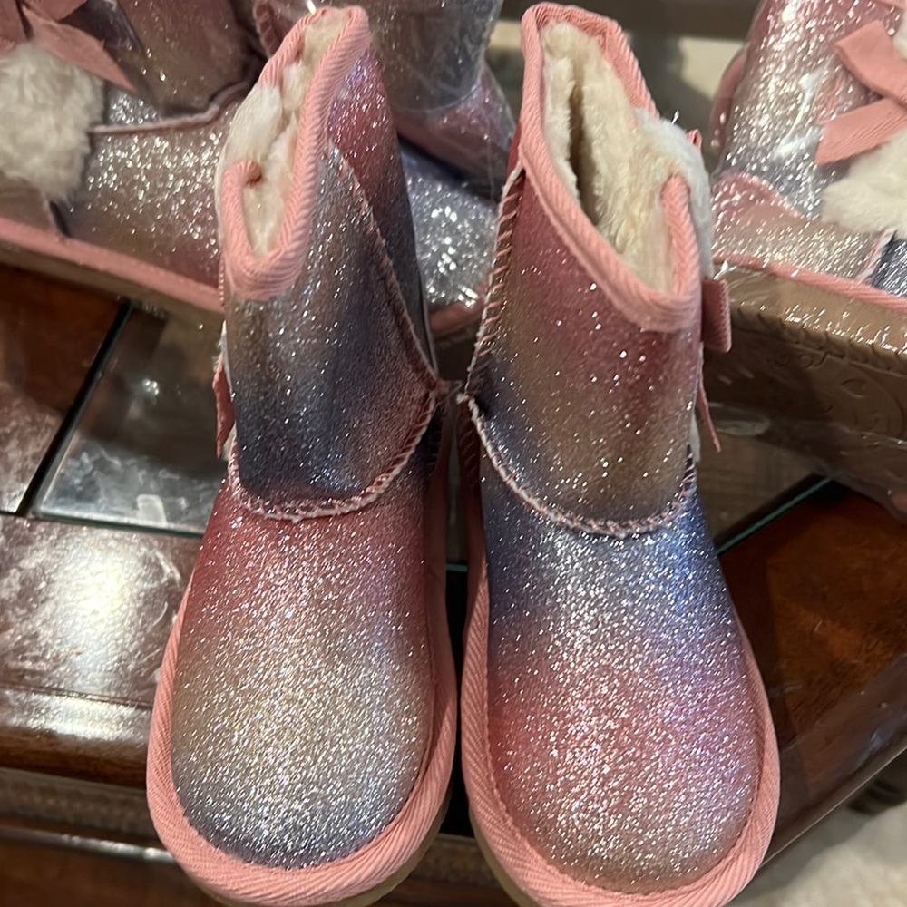 KRABOR Toddlers/Little Girls Boots,Glitter Warm Winter Snow Shoes